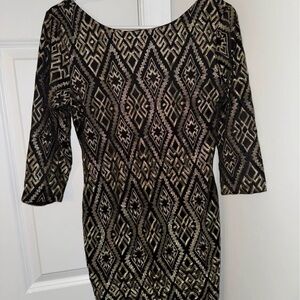 Forever 21 Black and Gold Bodycon Mini Dress